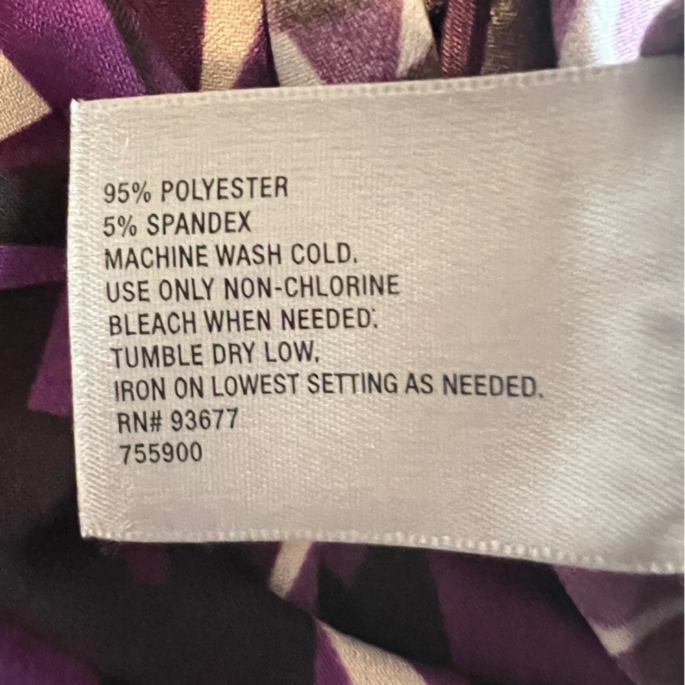 Women's Worthington Petite Stretch Top Blouse Size PXL Purple White Black - Picture 6 of 9